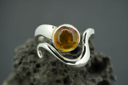 Amber Sterling Silver Wave Ring