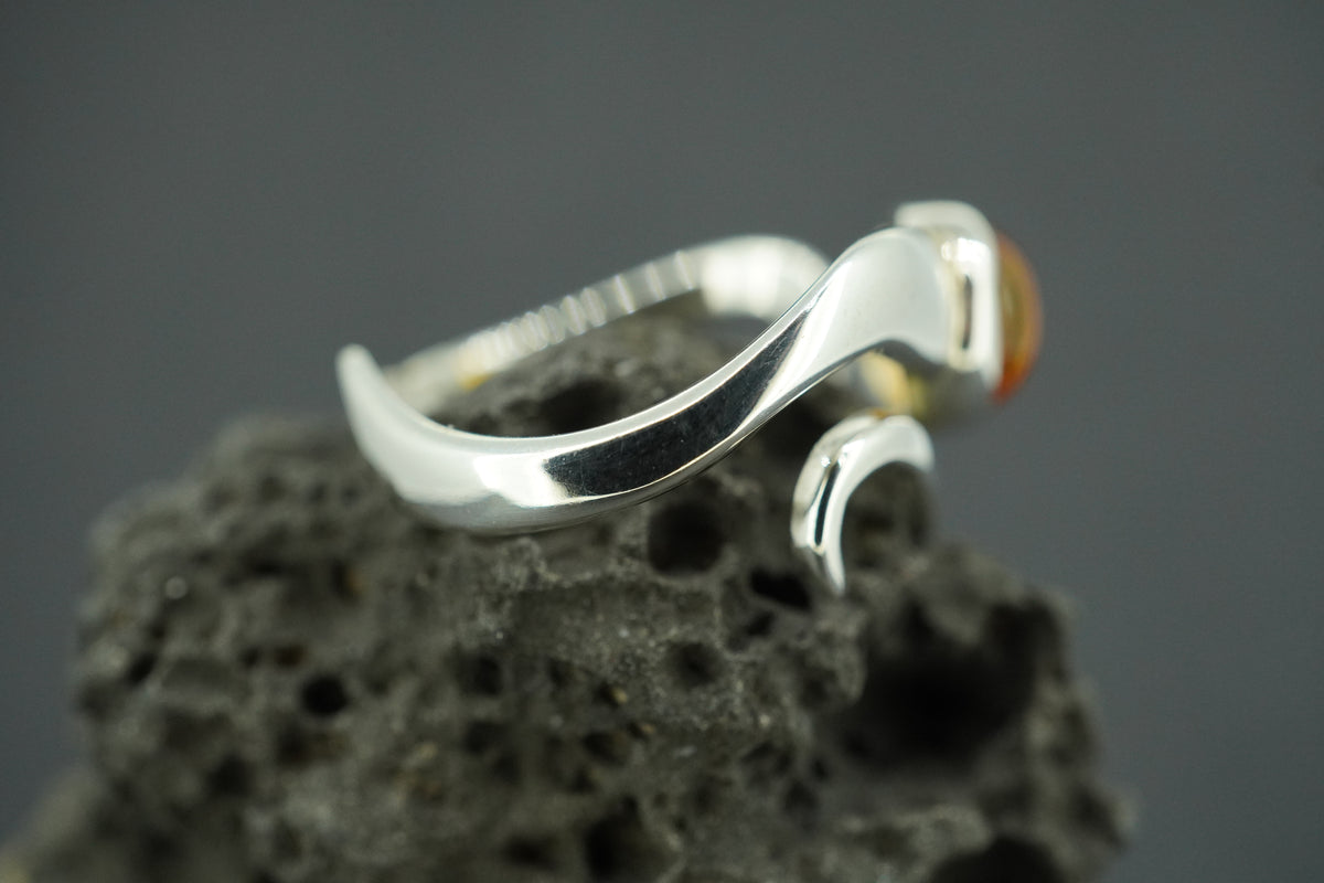 Amber Sterling Silver Wave Ring