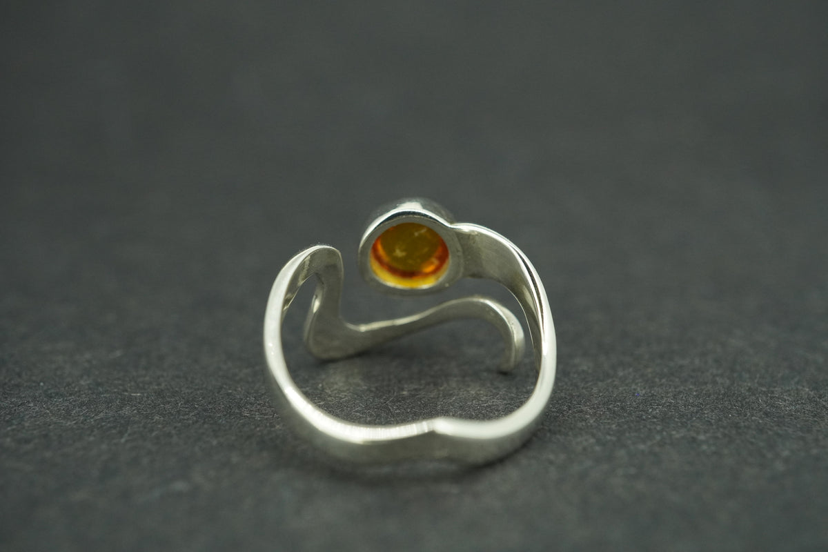 Amber Sterling Silver Wave Ring