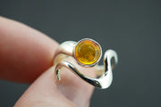 Amber Sterling Silver Wave Ring