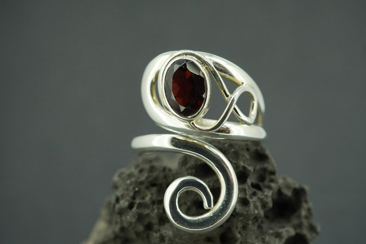 Garnet Sterling Silver Celtic Ring