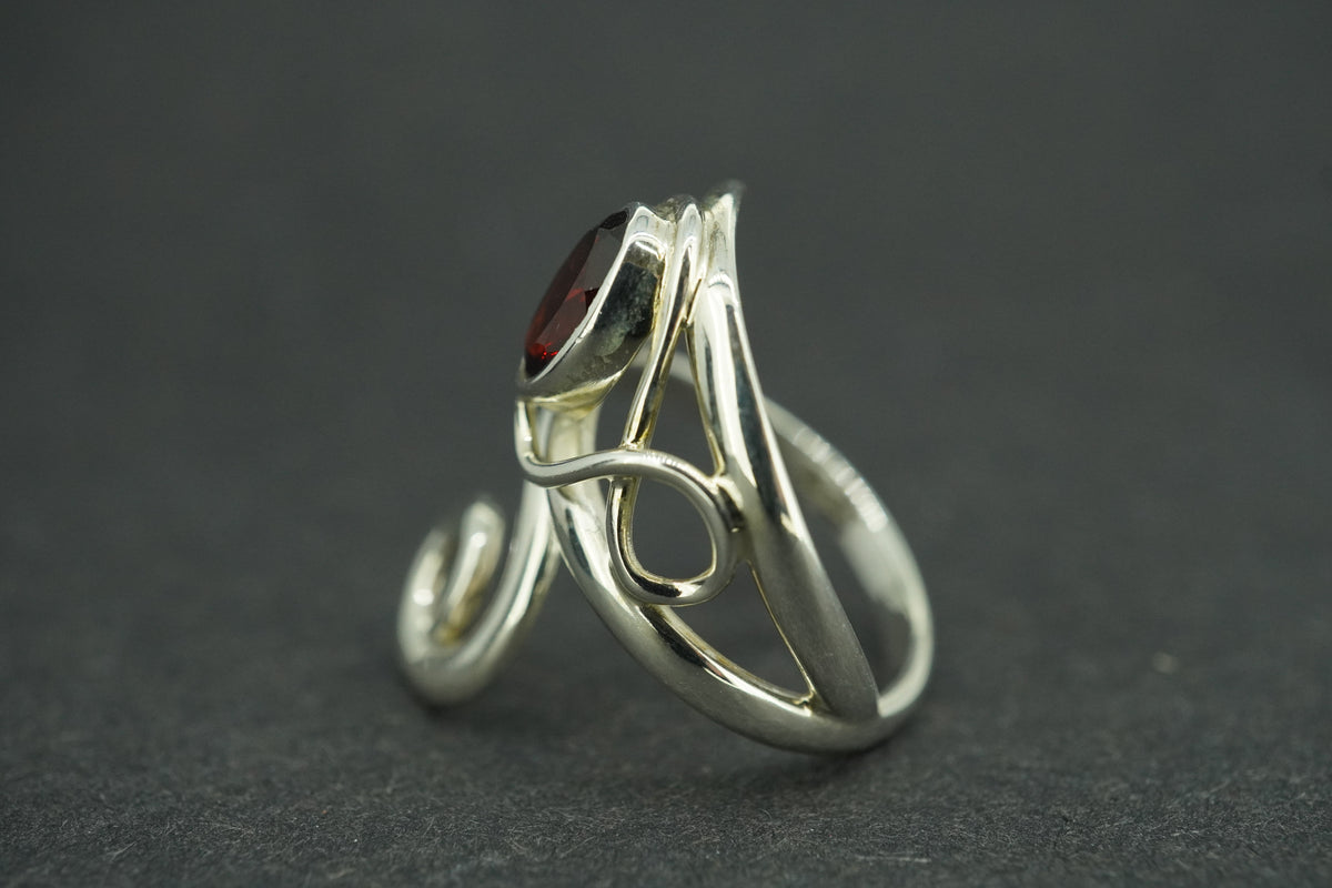 Garnet Sterling Silver Celtic Ring