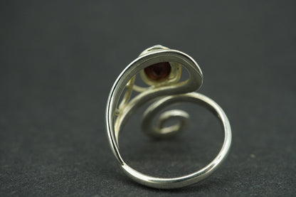 Garnet Sterling Silver Swirl Ring