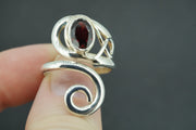 Garnet Sterling Silver Celtic Ring