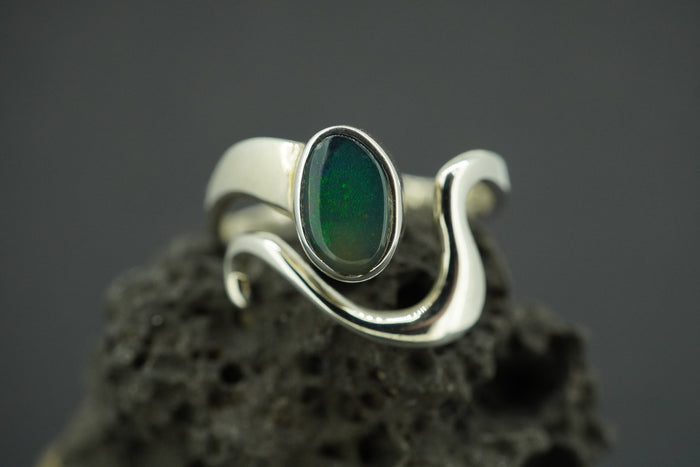 Opal Sterling Silver Wave Ring