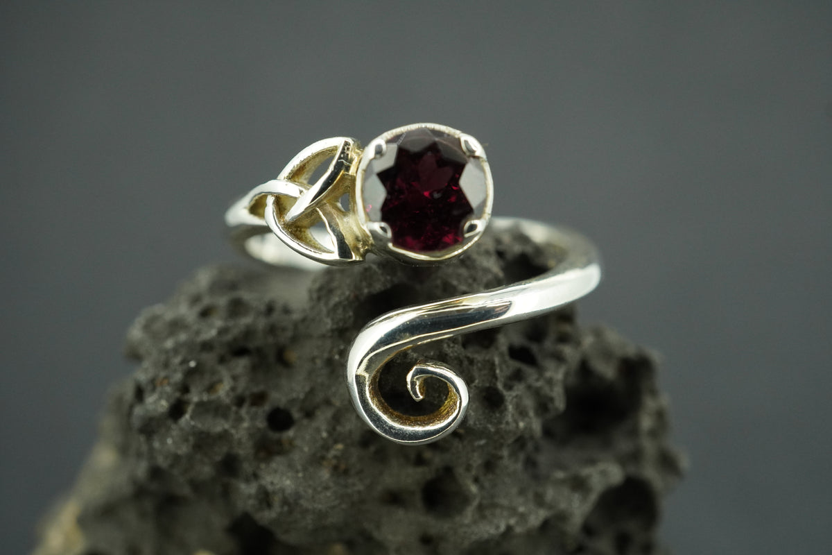 Garnet Sterling Silver Celtic Ring