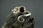 Garnet Sterling Silver Celtic Ring