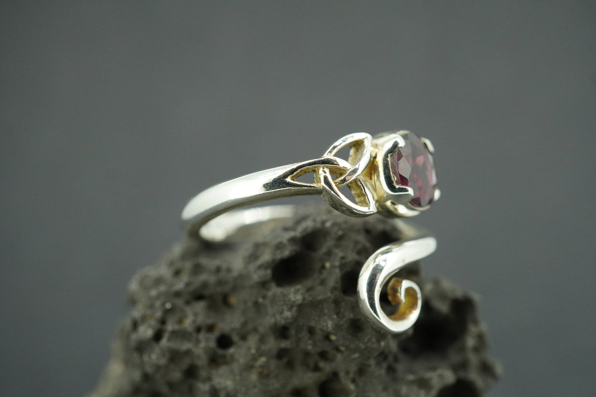 Garnet Sterling Silver Celtic Ring
