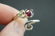 Garnet Sterling Silver Celtic Ring