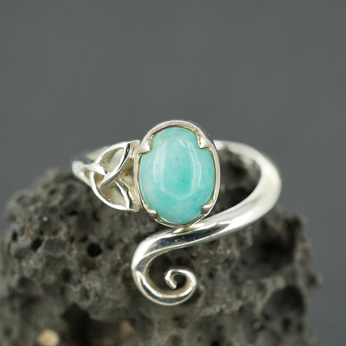 Amazonite Sterling Silver Celtic Ring