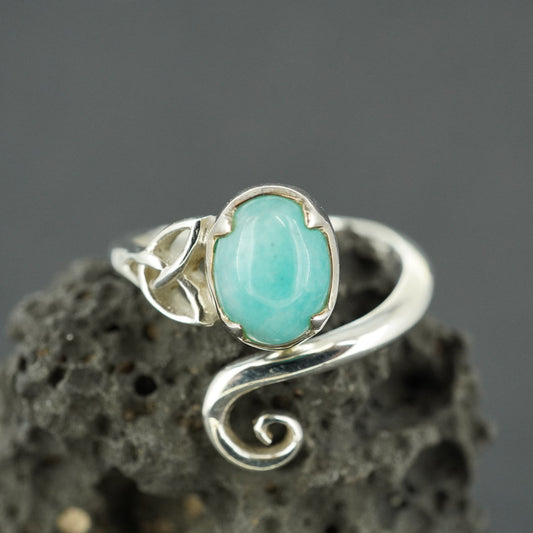 Amazonite Sterling Silver Trinity Oval Ring