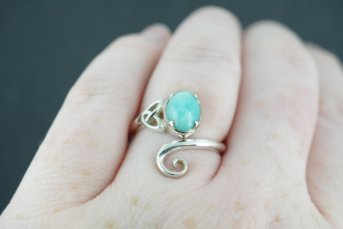 Amazonite Sterling Silver Celtic Ring