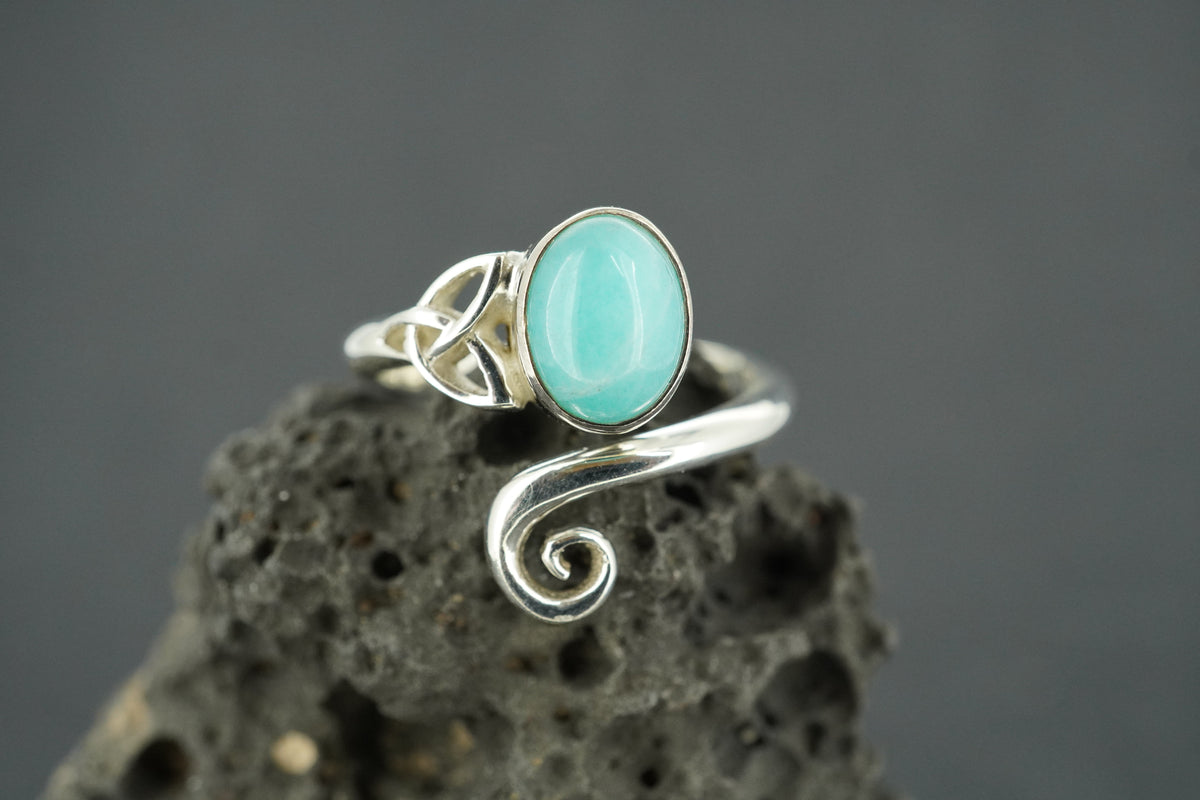 Amazonite Sterling Silver Celtic Ring