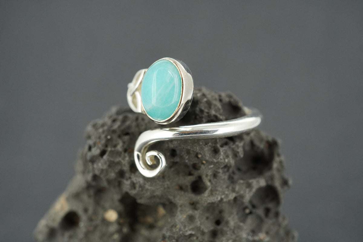 Amazonite Sterling Silver Celtic Ring