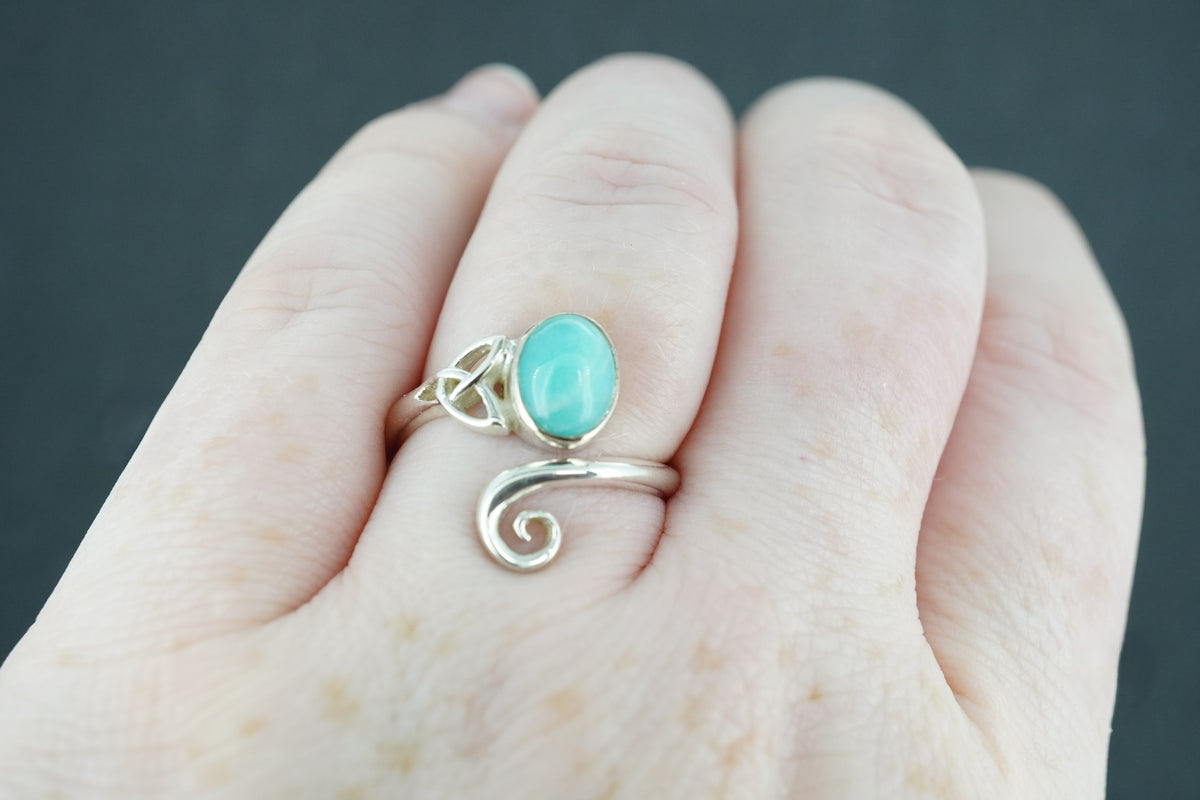Amazonite Sterling Silver Celtic Ring