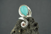Amazonite and Garnet Sterling Silver Celtic Ring