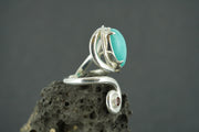 Amazonite and Garnet Sterling Silver Celtic Ring