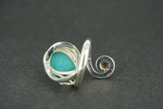 Amazonite and Garnet Sterling Silver Celtic Ring