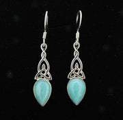 Amazonite Sterling Silver Celtic Earrings