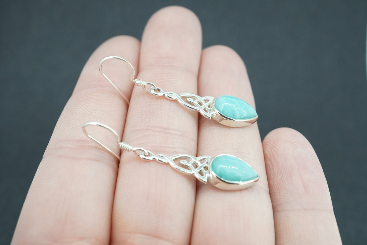 Amazonite Sterling Silver Celtic Earrings