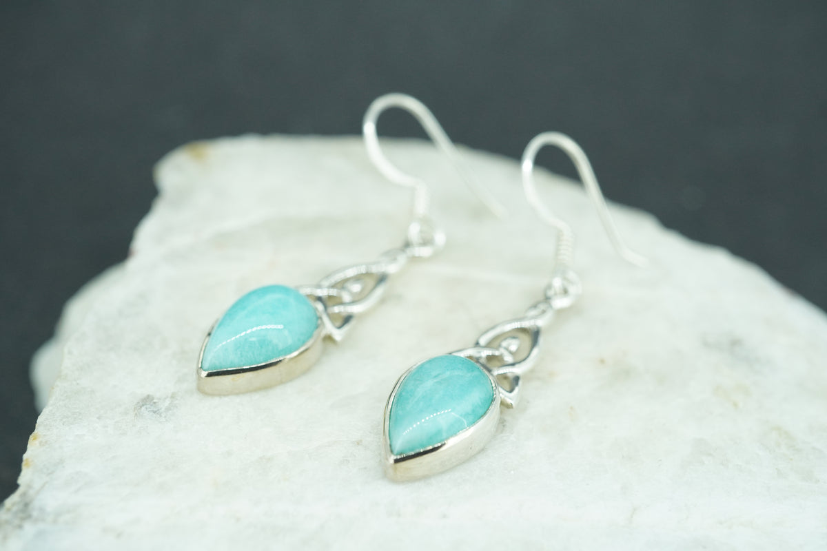 Amazonite Sterling Silver Celtic Earrings