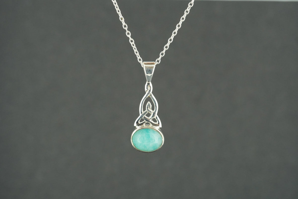 Amazonite Sterling Silver Celtic Pendant