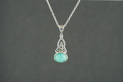 Amazonite Sterling Silver Celtic Oval Pendant