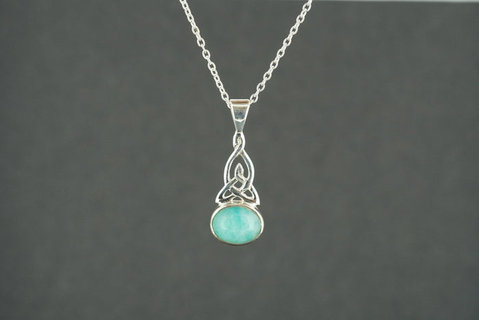 Amazonite Sterling Silver Celtic Oval Pendant