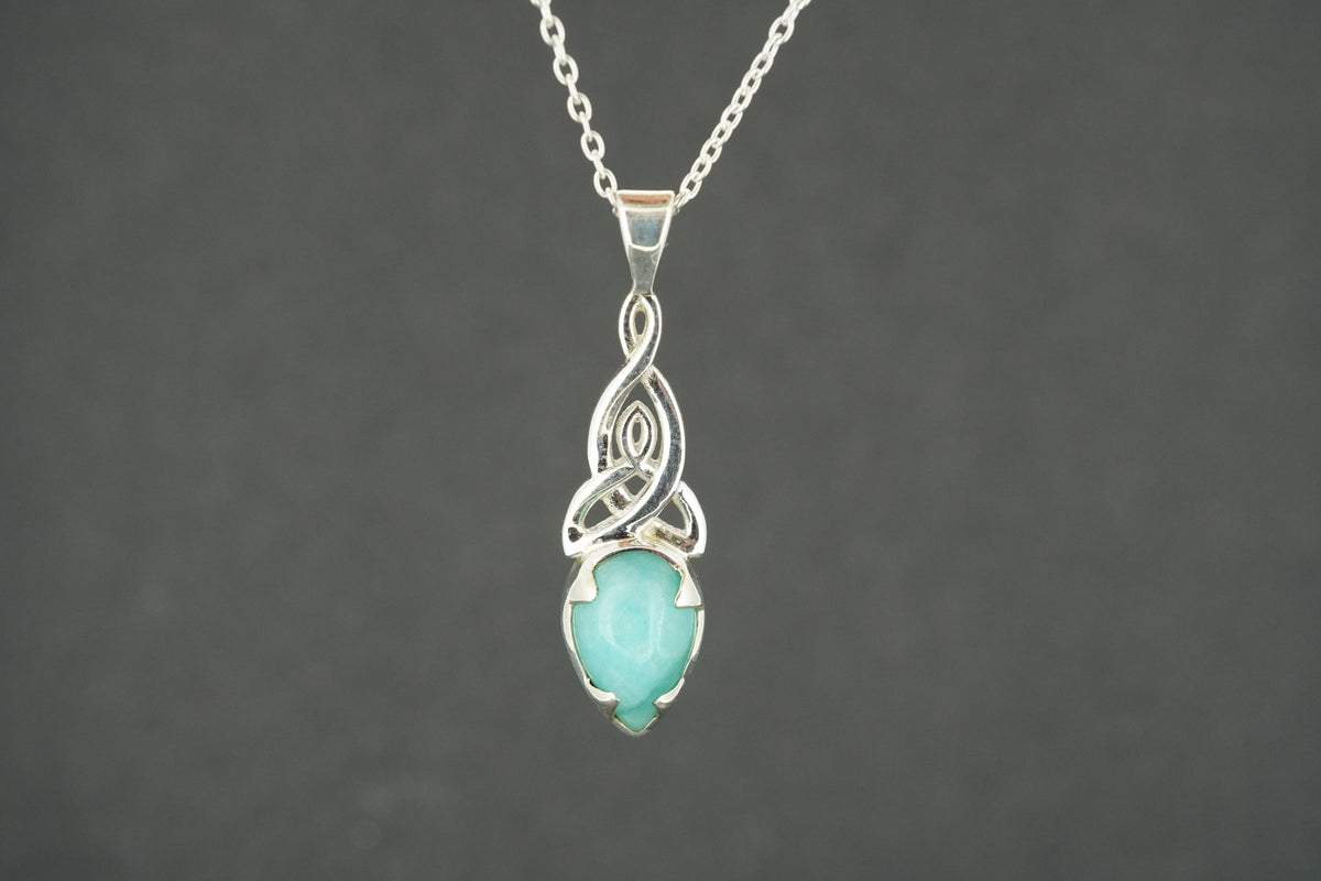 Amazonite Sterling Silver Celtic Pendant