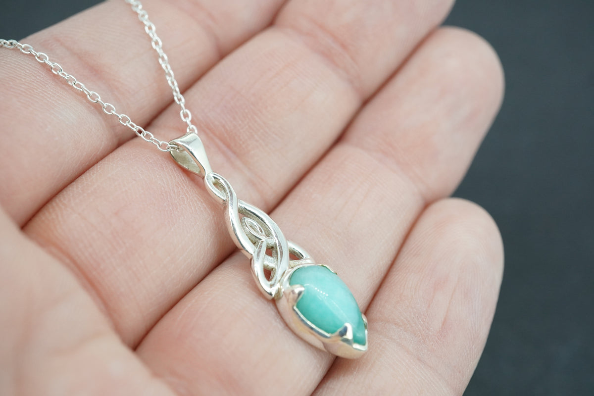 Amazonite Sterling Silver Celtic Pendant