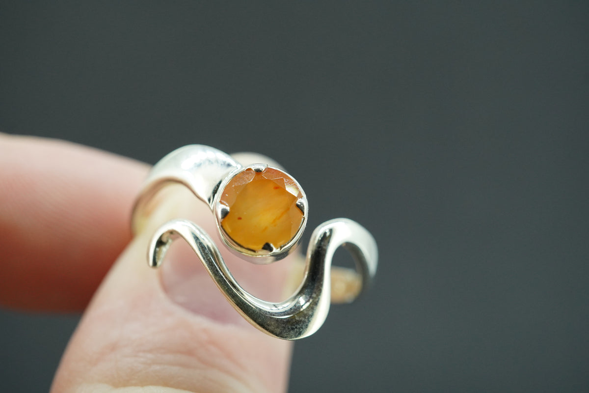 Indian Carnelian Sterling Silver Wave Ring