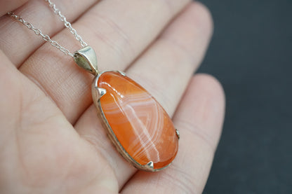 Indian Carnelian Sterling Silver Drop Pendant