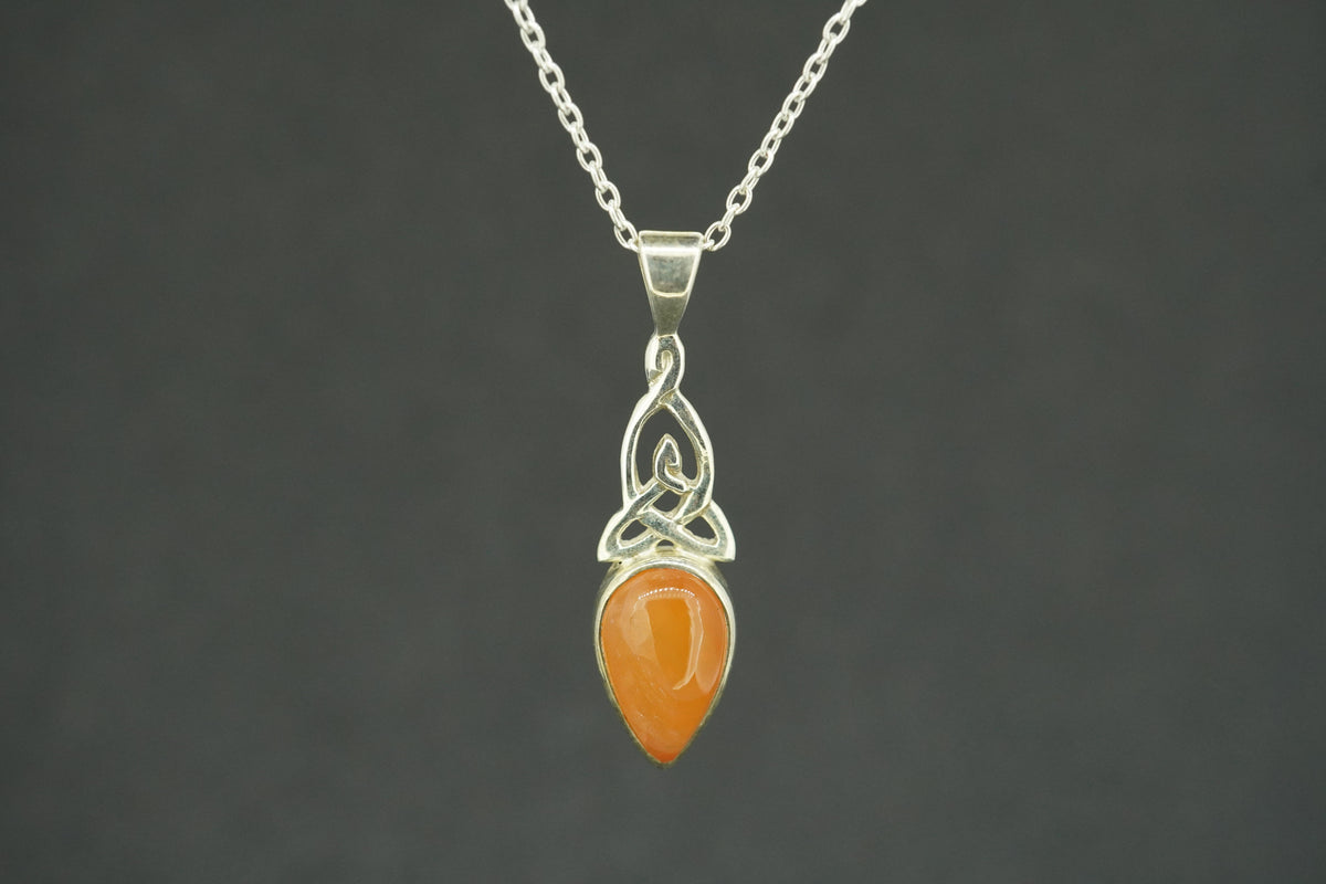 Indian Carnelian Sterling Silver Celtic Pendant