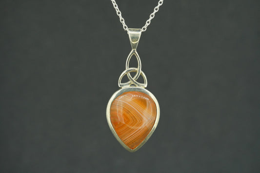 Indian Carnelian Sterling Silver Celtic Drop Pendant