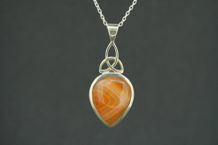 Indian Carnelian Sterling Silver Celtic Drop Pendant
