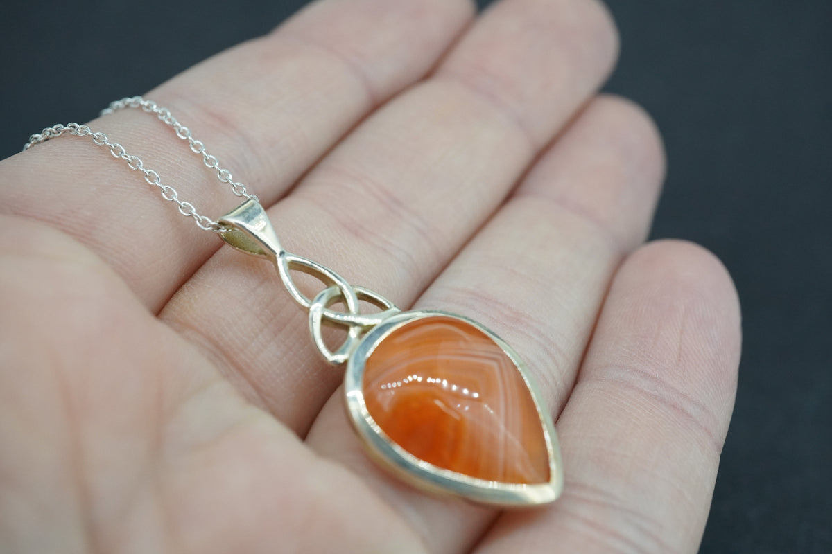 Indian Carnelian Sterling Silver Celtic Pendant