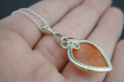 Indian Carnelian Sterling Silver Celtic Drop Pendant
