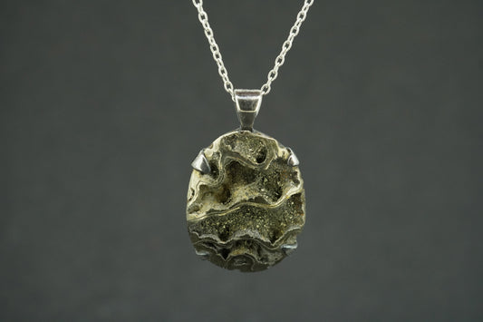 Glittering Pyrite Sterling Silver Pendant