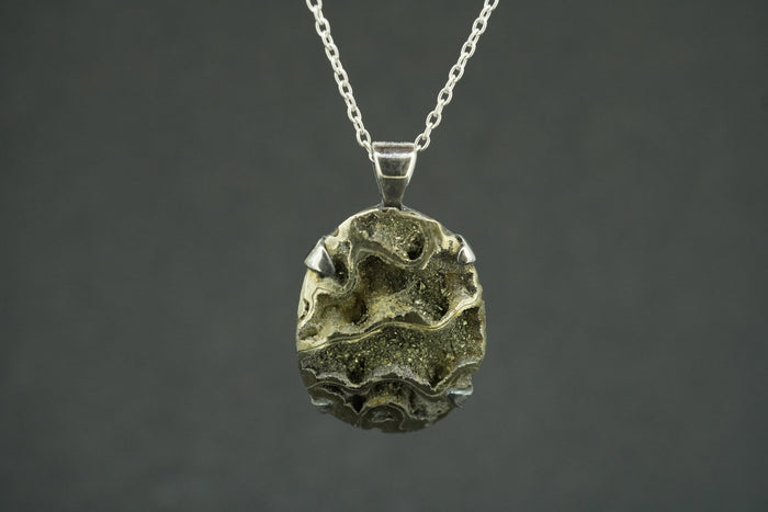 Glittering Pyrite Sterling Silver Pendant