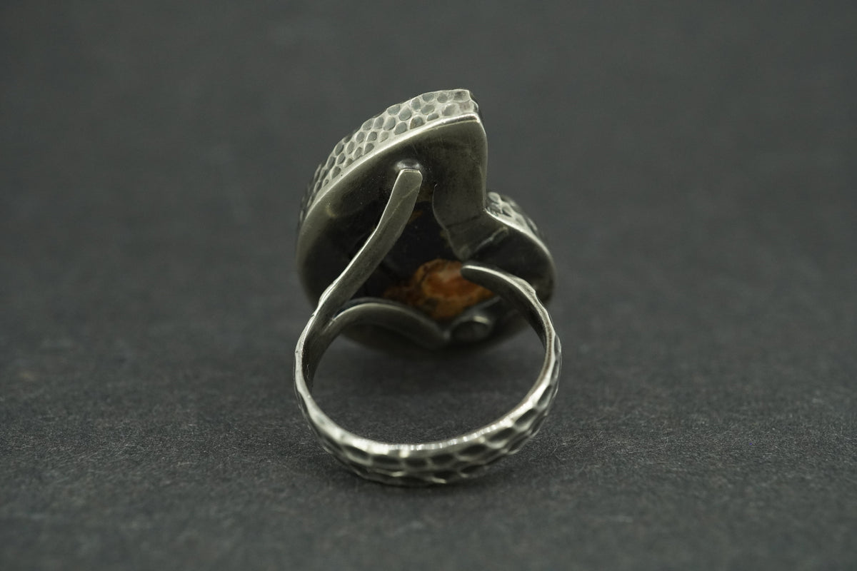 Haematite Ammonite Sterling Silver Ring
