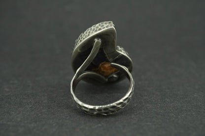 Haematite Ammonite Sterling Silver Ring