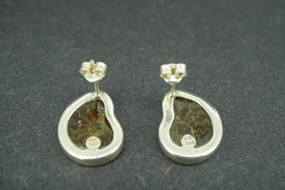Ammonite Sterling Silver Stud Earrings