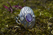 'Ostara' Scottish Amethyst & Diamonds in a Scottish Gold & Sterling Silver Ring