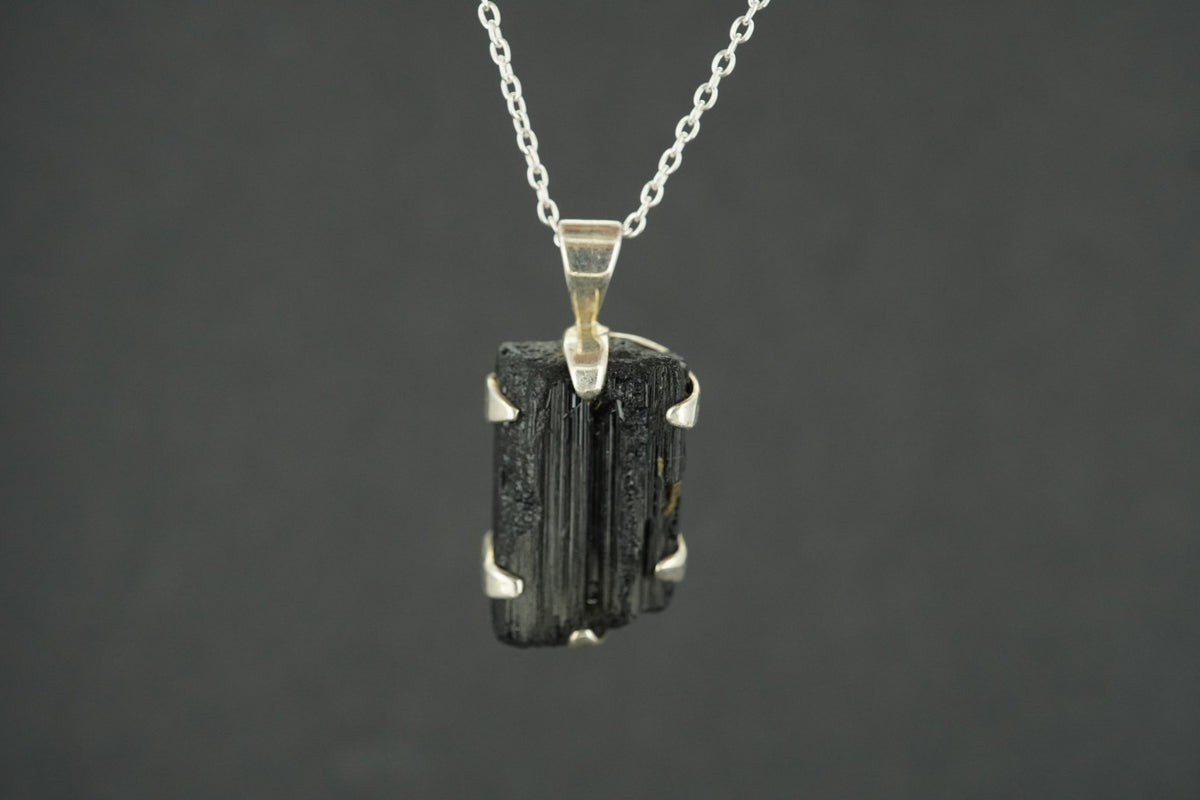 Black Tourmaline Sterling Silver Pendant