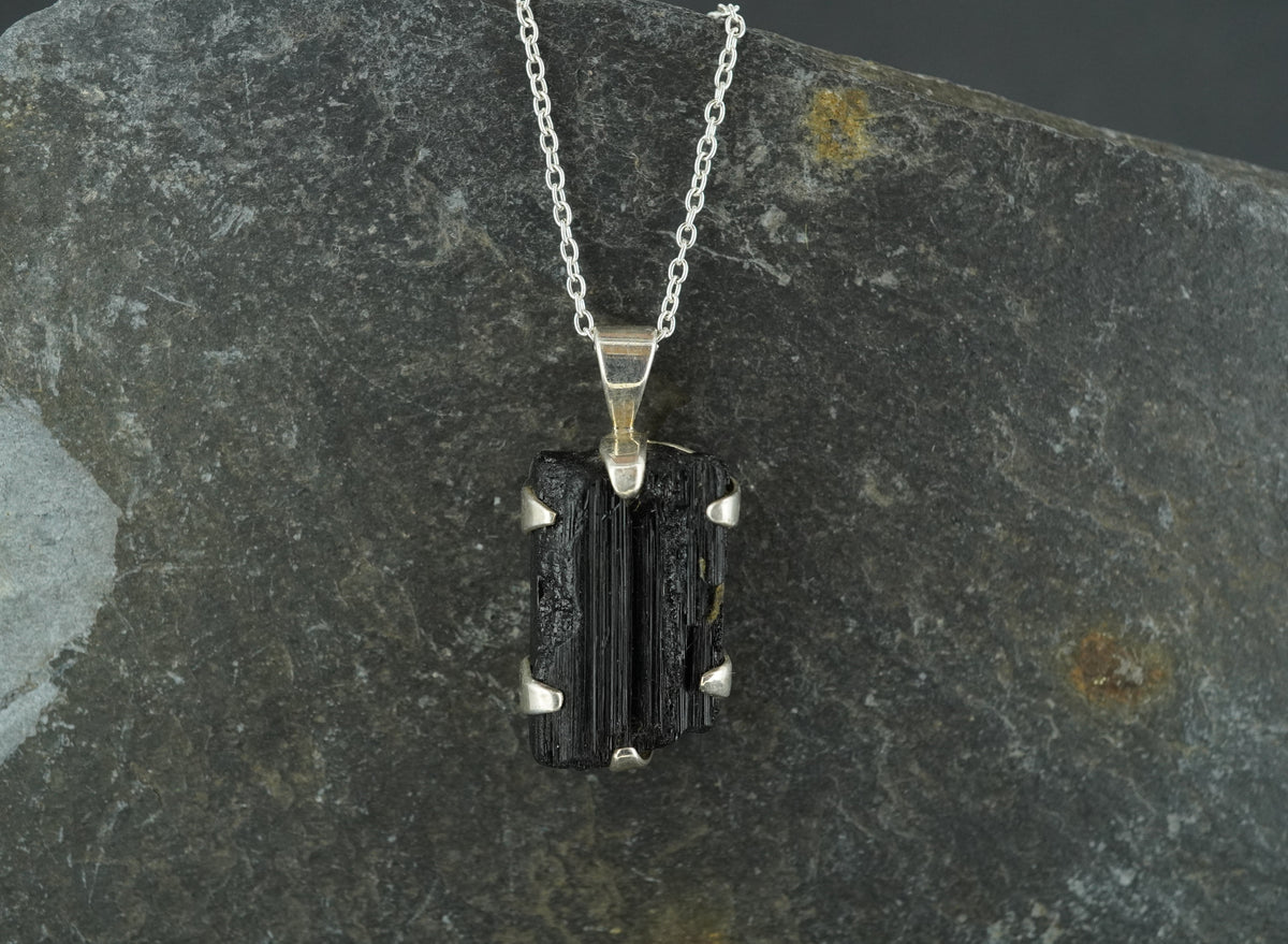 Black Tourmaline Sterling Silver Pendant