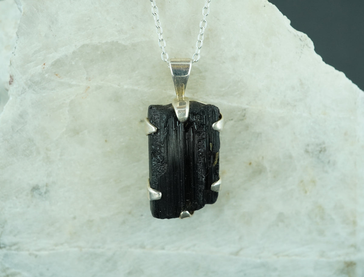 Black Tourmaline Sterling Silver Pendant