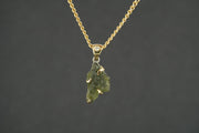 Moldavite Sterling Silver & 18ct Gold Celtic Pendant