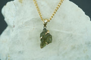 Moldavite Sterling Silver & 18ct Gold Celtic Pendant