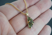 Moldavite Sterling Silver & 18ct Gold Celtic Pendant