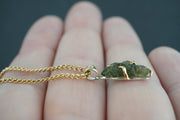 Moldavite Sterling Silver & 18ct Gold Celtic Pendant